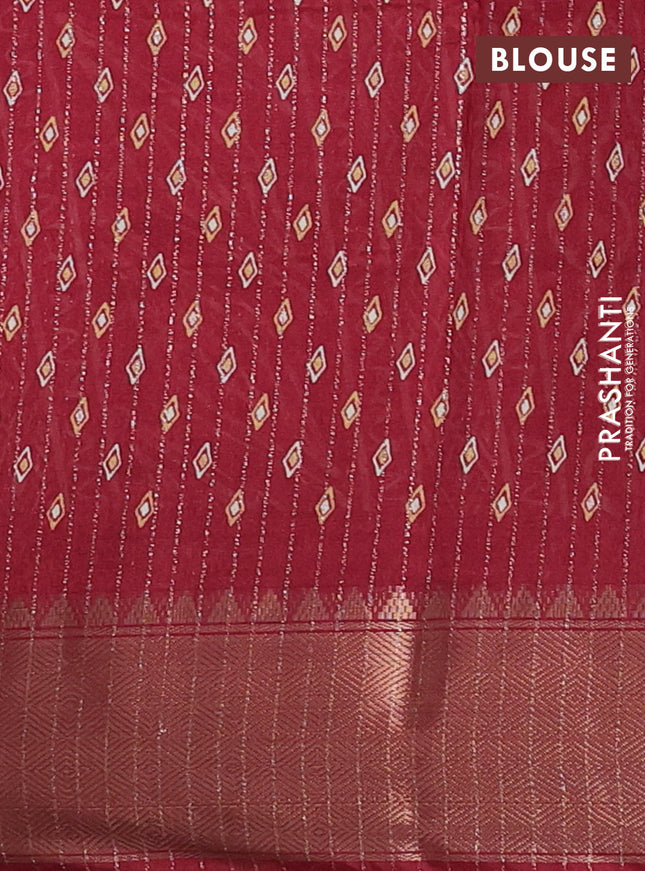 Semi dola saree maroon with allover zari weaves & leheriya prints and zari woven border