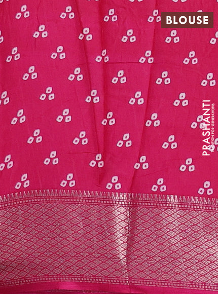 Semi dola saree cream and pink with allover ikat prints and zari woven border
