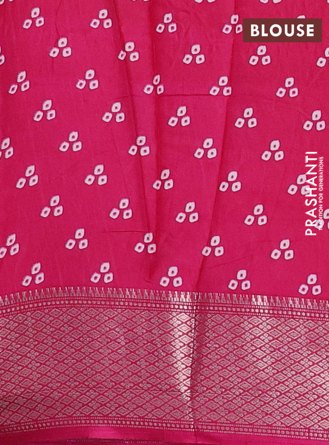 Semi dola saree cream and pink with allover ikat prints and zari woven border