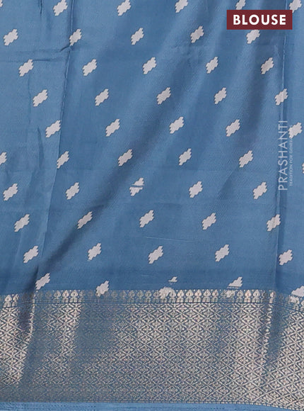 Semi dola saree pastel blue with allover prints and zari woven border