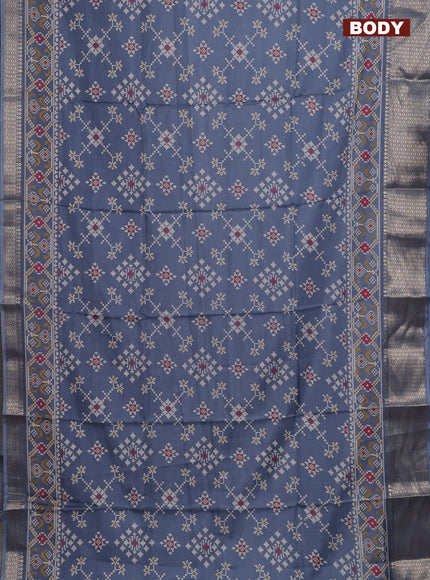 Semi dola saree grey with allover prints and zari woven border