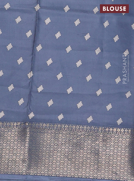 Semi dola saree grey with allover prints and zari woven border