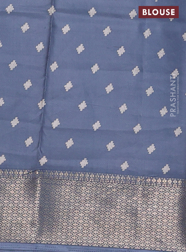 Semi dola saree grey with allover prints and zari woven border
