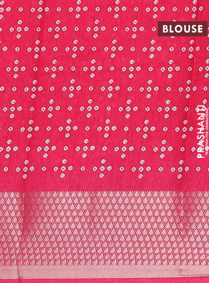 Semi dola saree pink with allover bandhani prints and zari woven border