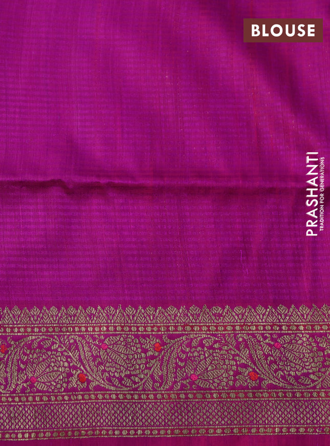 Banarasi handloom dupion silk saree purple and purple with allover thread & zari weaves floral weaves and woven border