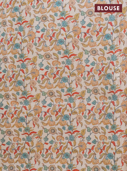 Kota saree mustard yellow with kalamkari applique work and zari woven piping border