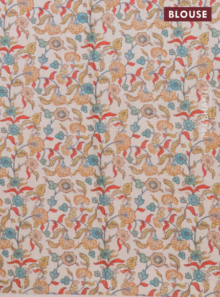 Kota saree dual shade of pastel peach with kalamkari applique work and zari woven piping border