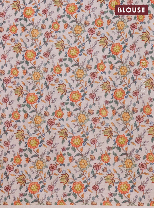 Kota saree pink with kalamkari applique work and zari woven piping border