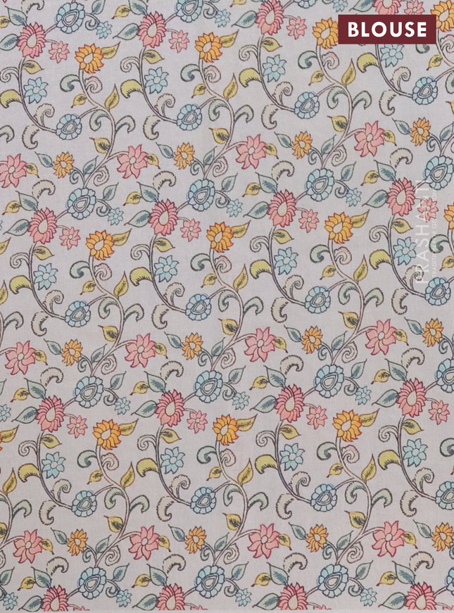 Kota saree dual shade of blue with kalamkari applique work and zari woven piping border