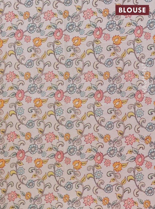 Kota saree dark pink with kalamkari applique work and zari woven piping border