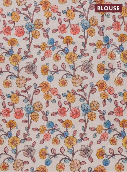 Kota saree sandal with kalamkari applique work and zari woven piping border