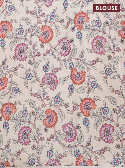 Kota saree dark mustard with plain body and kalamkari applique work border