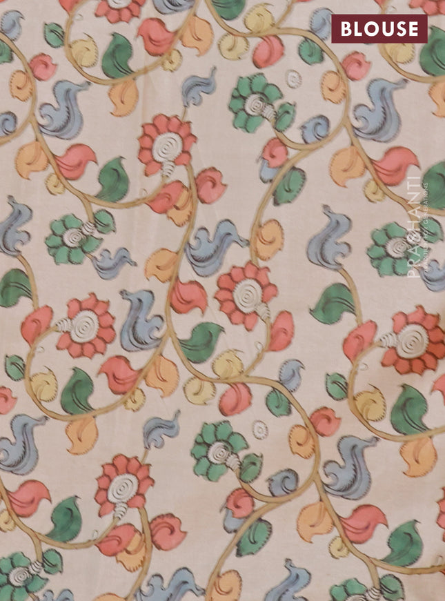 Kota saree mustard yellow with plain body and kalamkari applique work border