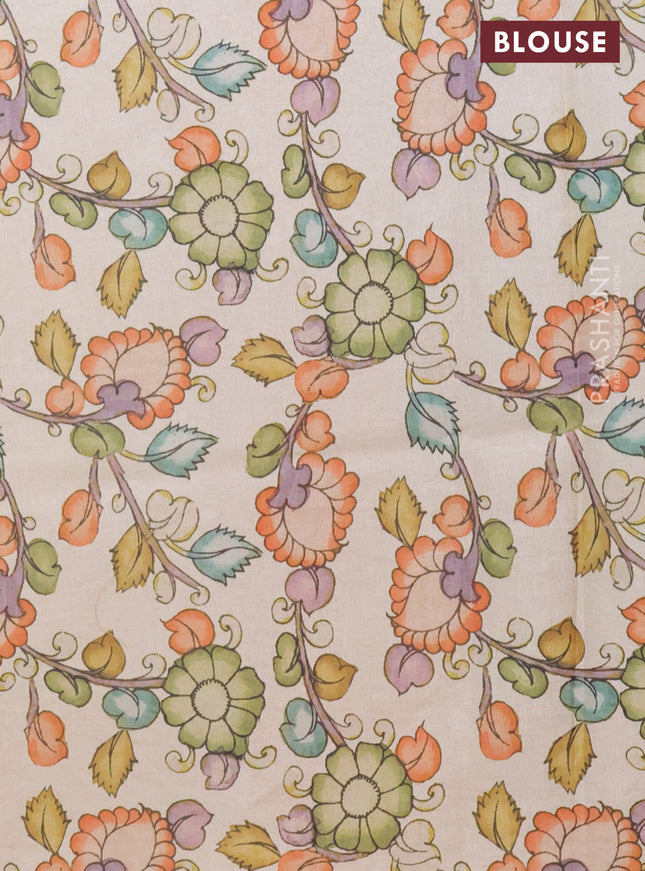 Kota saree rustic orange with plain body and kalamkari applique work border