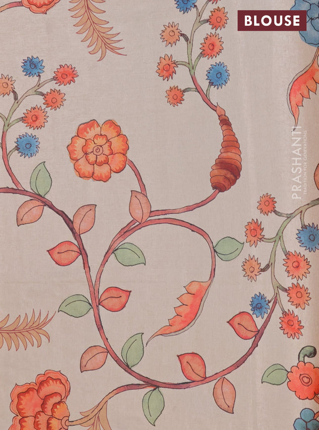 Kota saree mustard yellow with kalamkari applique work and zari woven piping border