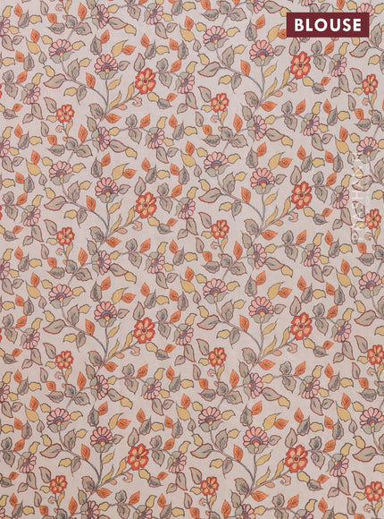 Kota saree pale orange with kalamkari applique work and zari woven piping border