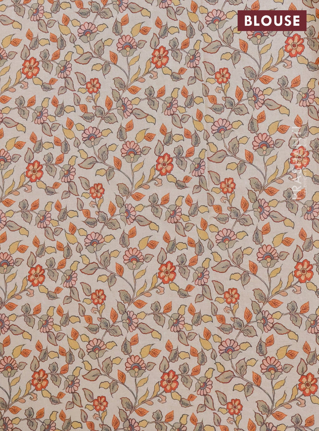 Kota saree mustard yellow with kalamkari applique work and zari woven piping border