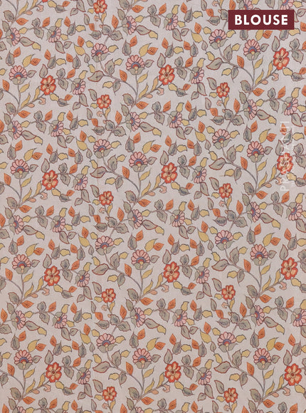 Kota saree pale orange with kalamkari applique work and zari woven piping border