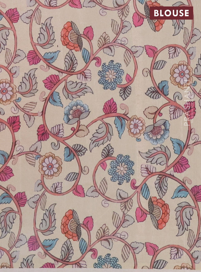 Kota saree rustic orange with plain body and kalamkari applique work border