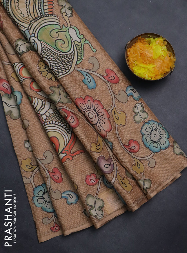 Kota saree sandal with kalamkari applique work in borderless style