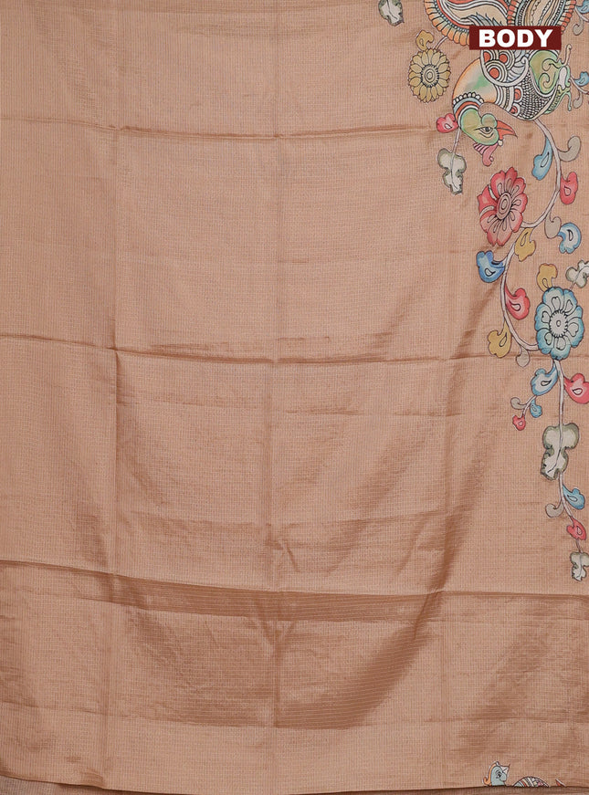 Kota saree sandal with kalamkari applique work in borderless style