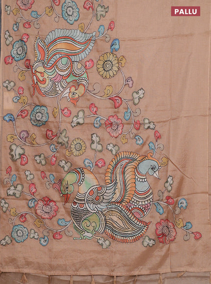 Kota saree sandal with kalamkari applique work in borderless style