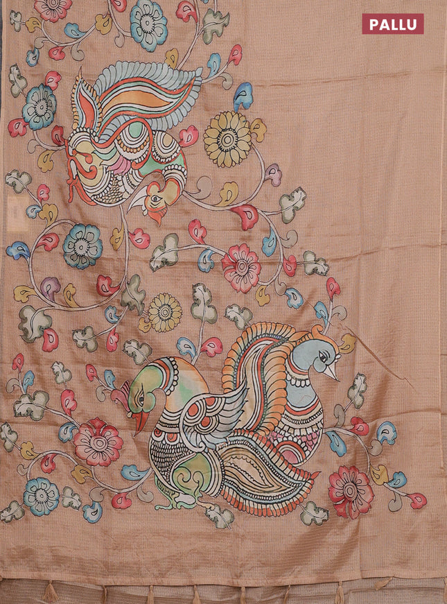 Kota saree sandal with kalamkari applique work in borderless style