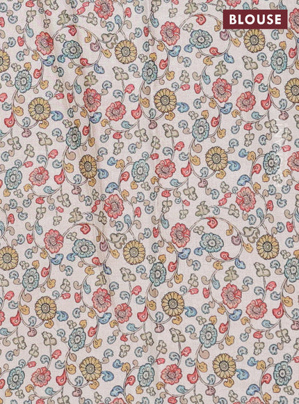 Kota saree pale orange with kalamkari applique work and zari woven piping border