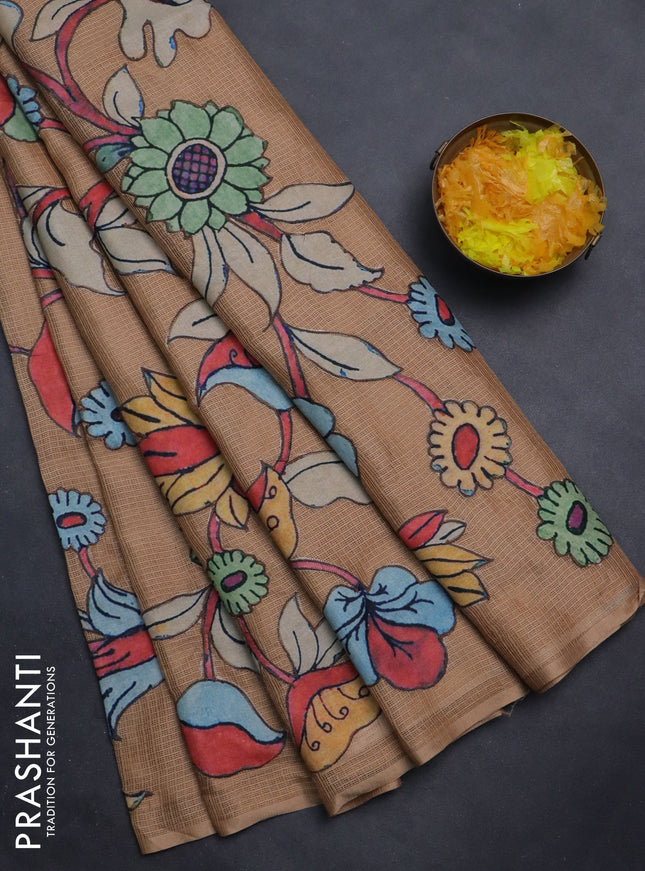 Kota saree sandal with kalamkari applique work in borderless style