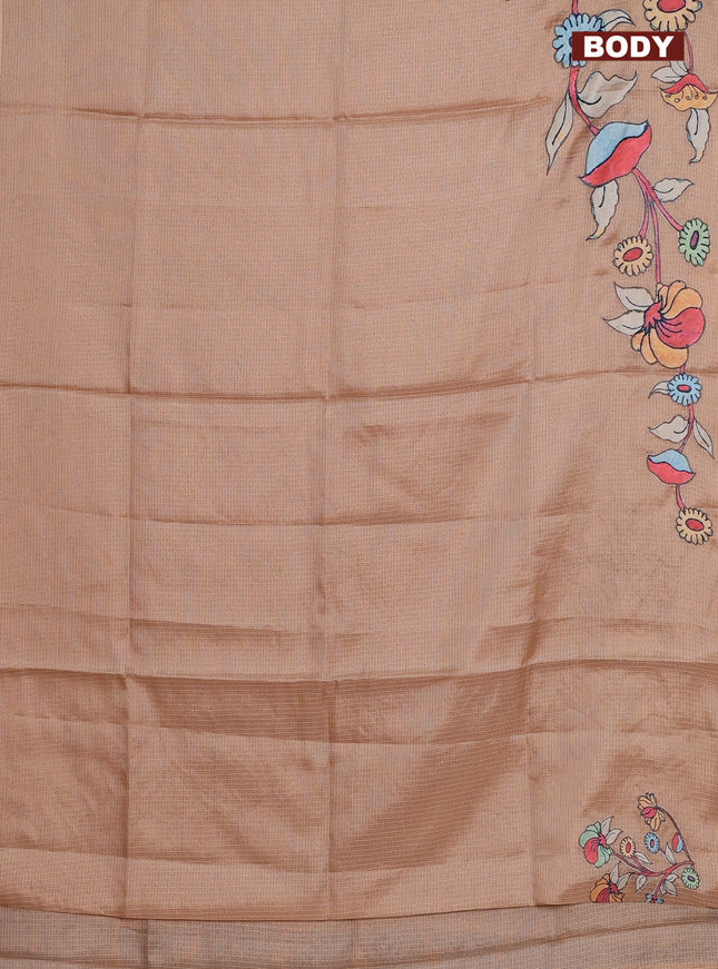 Kota saree sandal with kalamkari applique work in borderless style