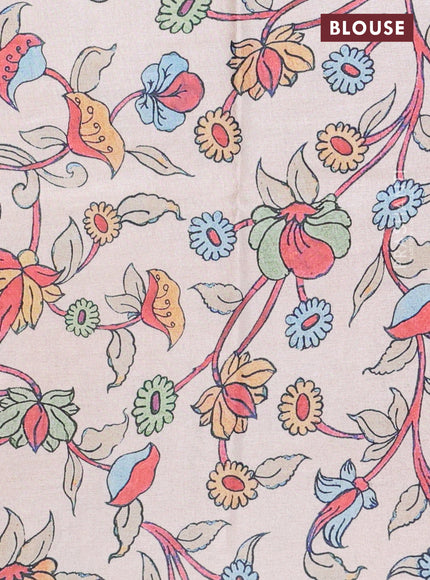 Kota saree pale orange with kalamkari applique work and zari woven piping border