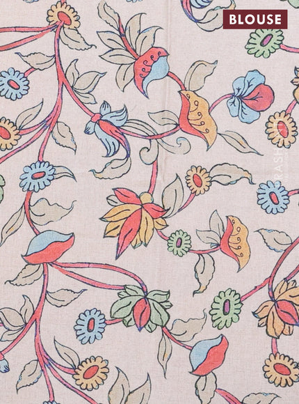 Kota saree yellow with kalamkari applique work and zari woven piping border