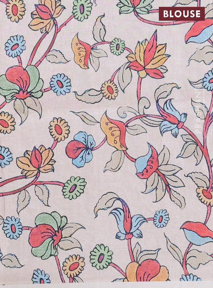 Kota saree dark peach with kalamkari applique work in borderless style