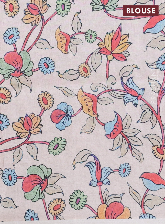 Kota saree dark peach with kalamkari applique work in borderless style