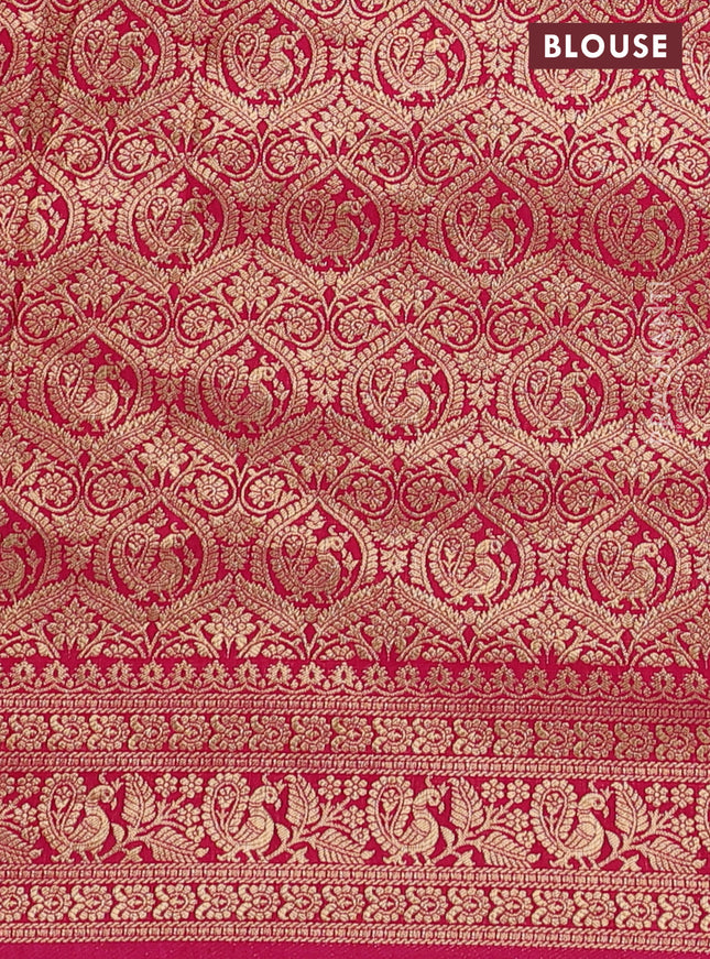 Crepe silk saree pink with allover kalamkari prints & embroidery work and zari woven border