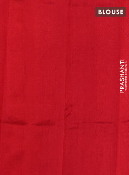Silk cotton saree red with embroidery buttas and embroidery work border