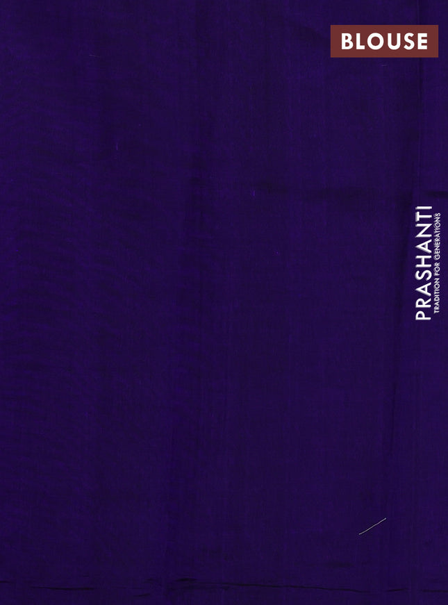 Silk cotton saree blue with embroidery buttas and embroidery work border