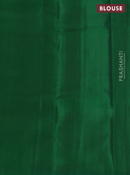 Kanchipuram silk saree grey and green with allover copper zari weaves and simple border