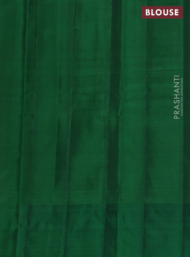 Kanchipuram silk saree dark magenat pink and green with allover copper zari weaves and simple border