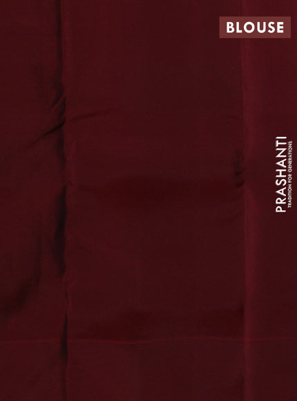 Kanchipuram silk saree grey and maroon with allover copper zari weaves and simple border