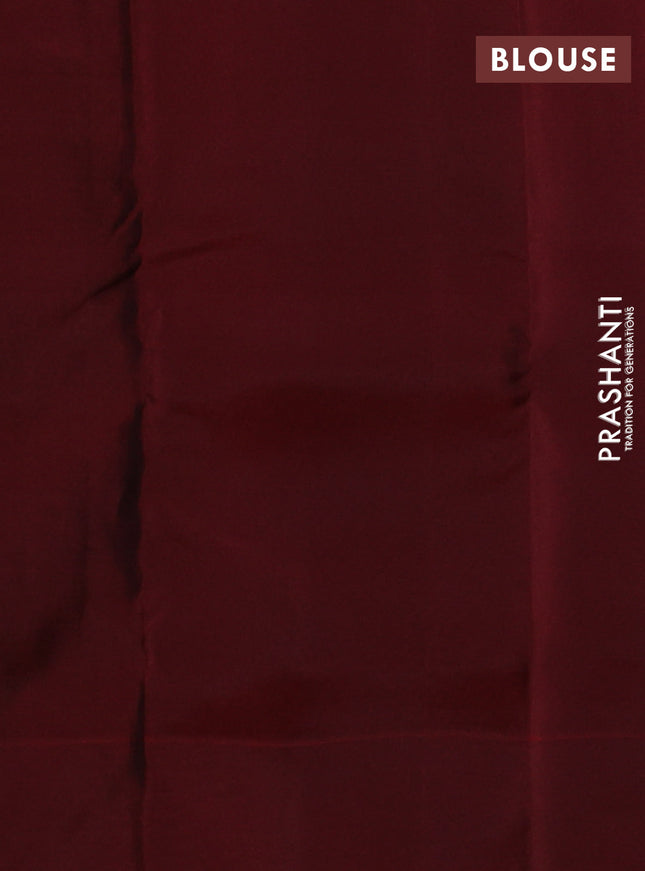 Kanchipuram silk saree grey and maroon with allover copper zari weaves and simple border