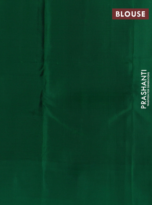 Kanchipuram silk saree maroon and green with allover copper zari weaves and simple border