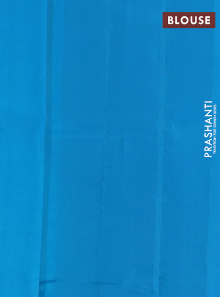 Kanchipuram silk saree teal blue and blue with allover copper zari weaves and simple border