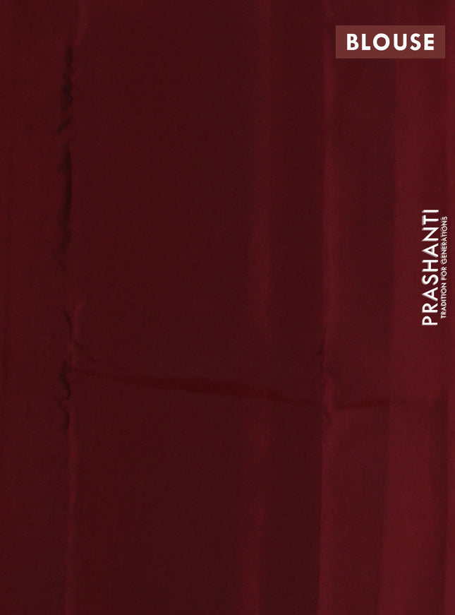 Kanchipuram silk saree dark mehendi green and maroon with allover zari weaves and simple border