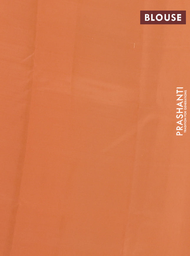 Kanchipuram silk saree cream and orange with allover copper zari weaves & buttas and copper zari woven border