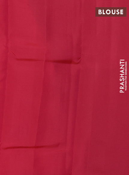 Kanchipuram silk saree dual shade of teal bluish pink and pink with copper zari woven buttas and copper zari woven butta border