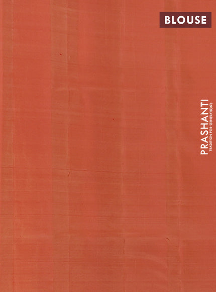 Kanchipuram silk saree yellow and peach orange with copper zari woven buttas and copper zari woven butta border