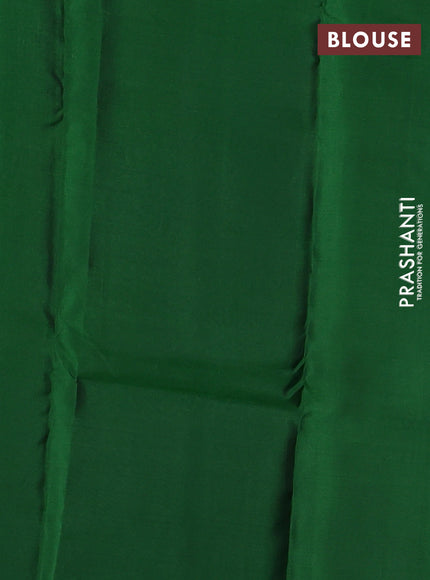 Kanchipuram silk saree dark magenta pink and green with allover silver zari weaves & buttas and simple border