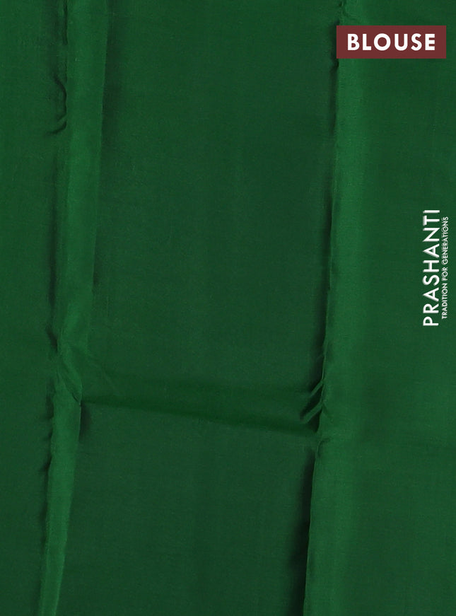 Kanchipuram silk saree dark magenta pink and green with allover silver zari weaves & buttas and simple border