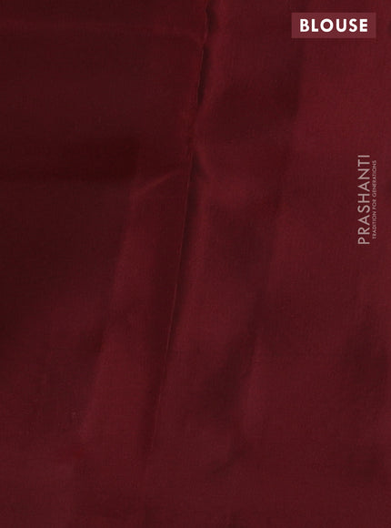 Kanchipuram silk saree grey and maroon with allover copper zari woven buttas in borderless style